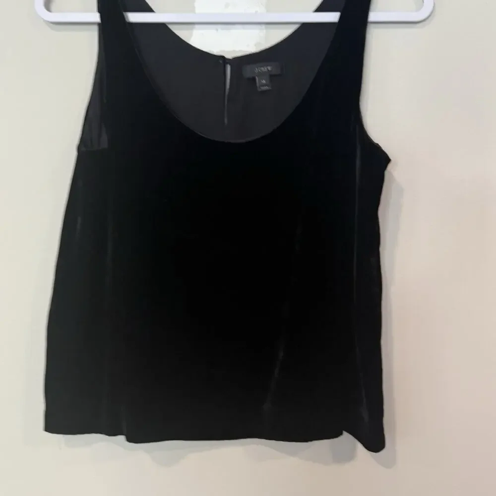 J Crew Shirt Womens Black Rift Velvet Tank Holiday Party Preppy Size XS Xx1365